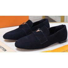 Louis Vuitton Suede calf leather LV Capri Loafers Black 2023