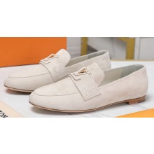 Louis Vuitton Suede calf leather LV Capri Loafers White 2023