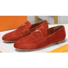 Louis Vuitton Suede calf leather LV Capri Loafers Caramel 2023
