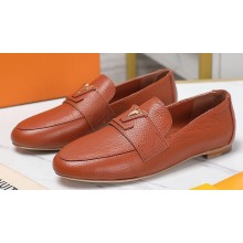 Louis Vuitton Grained calf leather LV Capri Loafers Caramel 2023
