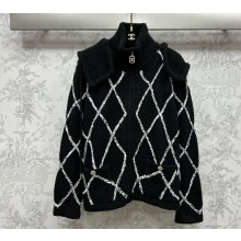 Chanel Coco Neige Cashmere & Silk Blouson P74369 Black/White 2023