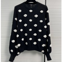 Chanel Wool, Cotton & Mixed Fibers & Camellias Pullover P76049 Black/White 2023