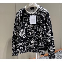 Chanel Cashmere Cardigan P74386 Black/White 2023