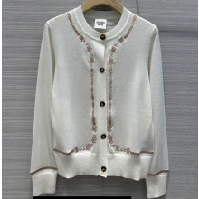 Hermes "Les Tambours" long-sleeve cardigan White 2023