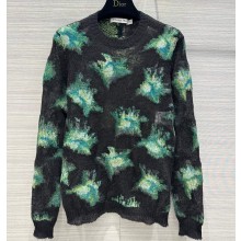 Dior Sweater in Green Multicolor Technical Cashmere, Mohair and Wool Knit with Dior Roses Motif 2023