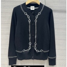 Hermes "Les Tambours" long-sleeve cardigan Black 2023