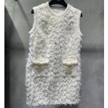 Chanel Fringe White Dress 2023