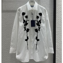 Prada White Holiday Shirt with Black Rose 2023
