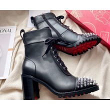 Christian Louboutin 7cm Spike-embellished TS Croc Low boots leather CL22 Black 2023
