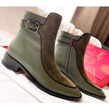 Christian Louboutin Ecritoir Leather Low boots CL33 Suede Green 2023