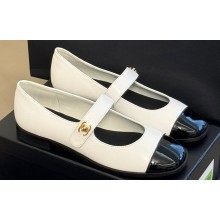 Chanel Lambskin and Patent Calfskin Mary Janes G45280 White/Black 2023