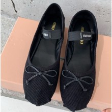 Miu Miu Corduroy ballerinas with bow 5F794D Black 2023