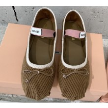 Miu Miu Corduroy ballerinas with bow 5F794D Cinnamon 2023