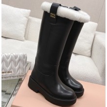 Miu Miu Shearling lining Fumé leather boots 5W971D Black 2023