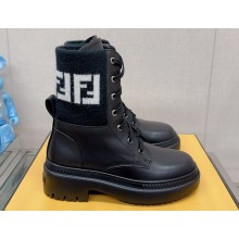 Fendi Domino leather biker boots with laces Black 2023