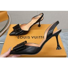 Louis Vuitton Heel 7.5cm Blossom Slingback Pumps with Bow Lambskin Black 2023