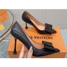 Louis Vuitton Heel 9.5cm Blossom Pumps with Bow Lambskin Black 2023