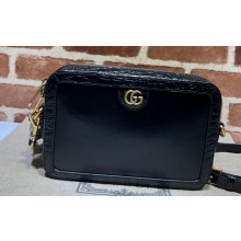 Gucci Crocodile trim shoulder bag with Double G 710861 black 2024