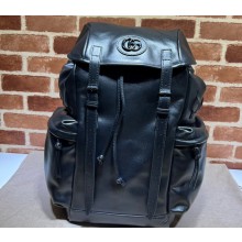 Gucci Backpack with tonal Double G 725657 Leather Black 2023