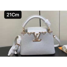 Louis Vuitton Taurillon leather Capucines Mini Flower Crown Bag M56669 Crème Nacre 2023