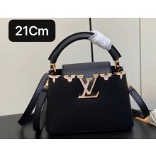 Louis Vuitton Taurillon leather Capucines Mini Flower Crown Bag M56669 Black 2023