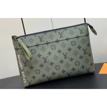 Louis Vuitton Monogram Canvas Pochette Voyage Souple Bag M82800 Khaki Green/Vermillion Red 2023