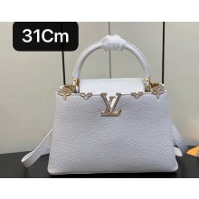 Louis Vuitton Taurillon leather Capucines MM Flower Crown Bag M54663 Crème Nacre 2023
