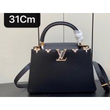 Louis Vuitton Taurillon leather Capucines MM Flower Crown Bag M54663 Black 2023