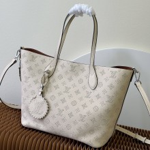 Louis Vuitton Mahina perforated calfskin leather Blossom MM Bag M21850 White 2023