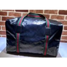 Gucci GG Crystal canvas Large duffle bag with Web 758664 Black 2023