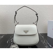 Prada Cleo brushed leather shoulder bag with flap 1BD316 White 2023