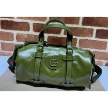 Gucci Small duffle bag with tonal Double G 725701 Leather Green 2023
