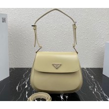 Prada Cleo brushed leather shoulder bag with flap 1BD316 Beige 2023