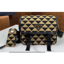 Prada Symbole embroidered fabric bag 2VD034 Black/Beige 2023
