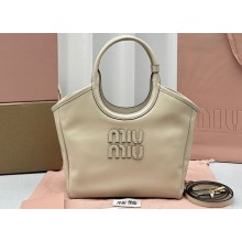 Miu Miu IVY leather Small Tote bag 5BG276 Beige 2023