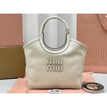 Miu Miu IVY leather Small Tote bag 5BG276 White 2023