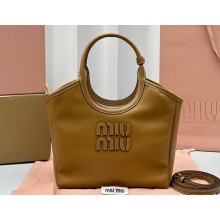Miu Miu IVY leather Small Tote bag 5BG276 Brown 2023