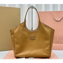 Miu Miu IVY leather Large Tote bag 5BG276 Brown 2023