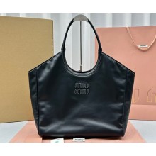 Miu Miu IVY leather Large Tote bag 5BG276 Black 2023