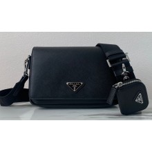 Prada Saffiano leather shoulder bag 2VD059 Black 2023