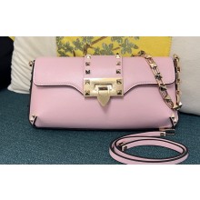Valentino Rockstud Brushed Calfskin Shoulder Bag Pink 2023