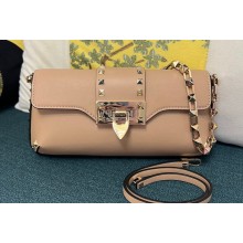 Valentino Rockstud Brushed Calfskin Shoulder Bag Nude 2023