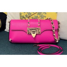 Valentino Rockstud Brushed Calfskin Shoulder Bag Fuchsia 2023
