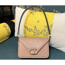 Valentino shoulder Letter Small Bag in smooth calfskin Nude 2023