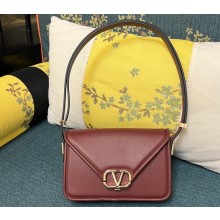 Valentino shoulder Letter Small Bag in smooth calfskin Burgundy 2023