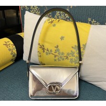 Valentino shoulder Letter Small Bag in smooth calfskin Silver 2023