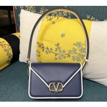Valentino shoulder Letter Small Bag in smooth calfskin Blue/White 2023