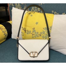 Valentino shoulder Letter Small Bag in smooth calfskin White/Black 2023