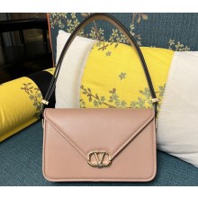 Valentino shoulder Letter Large Bag in smooth calfskin Nude 2023