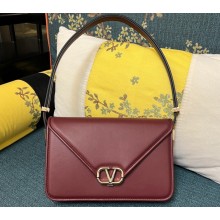 Valentino shoulder Letter Large Bag in smooth calfskin Burgundy 2023